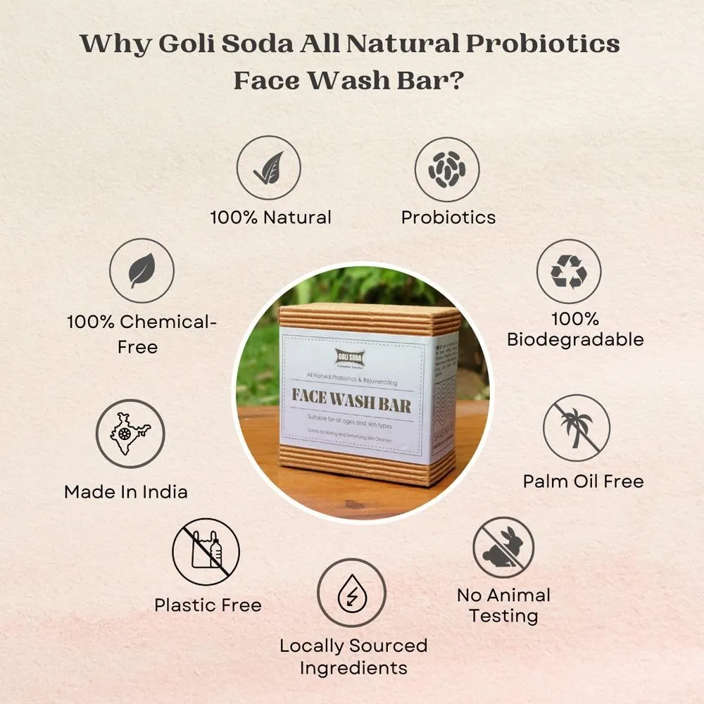 All Natural Probiotics & Rejuvenating Face Wash Bar (Pack of 1)